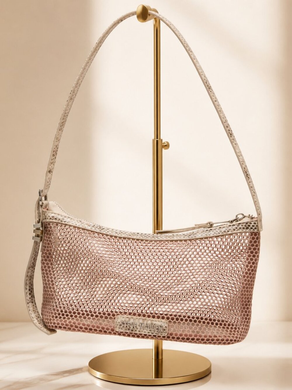 Luciell Blush Mesh Shoulder Bag by Steve Madden